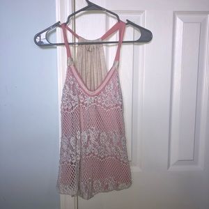 Renewal lights pink lace tank top